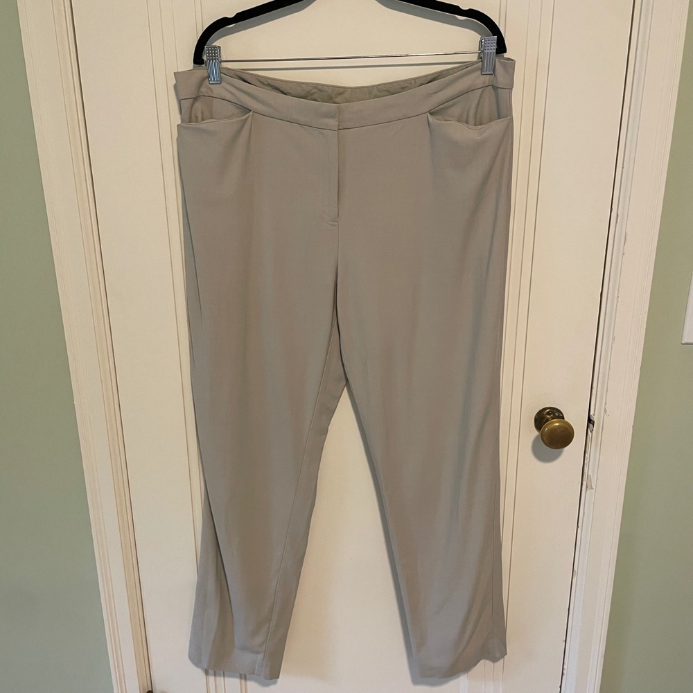Eileen Fisher Silk Crepe Trousers XL Beige